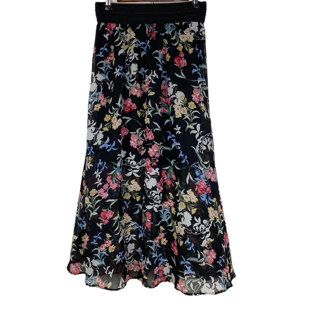 Robert Louis Floral Maxi Skirt - Black, Pink, Blue